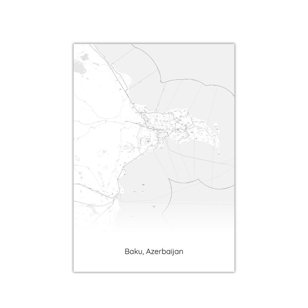 Affiche de la carte de Bakou, Azerbaïdjan