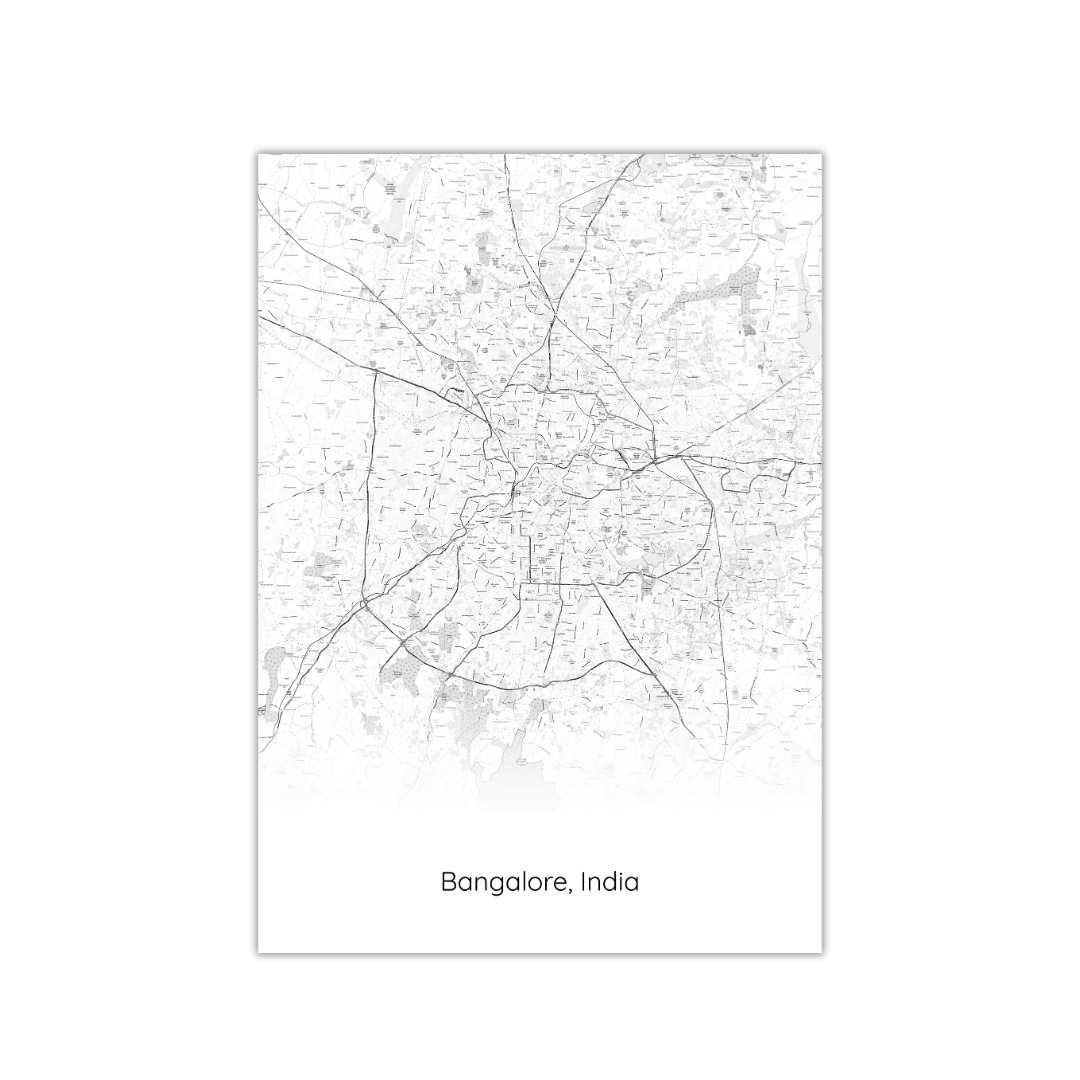 Affiche de la carte de Bangalore, Inde