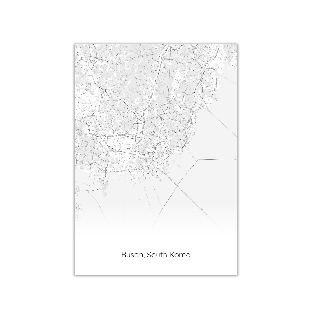 Affiche de la carte de Busan, Corée du Sud