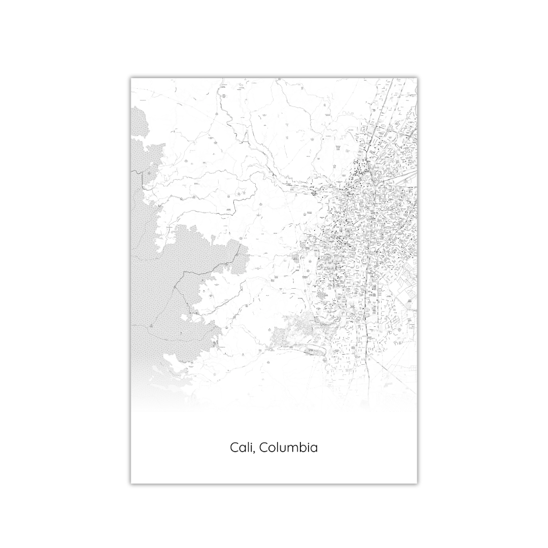 Affiche de la carte de Cali, Colombie