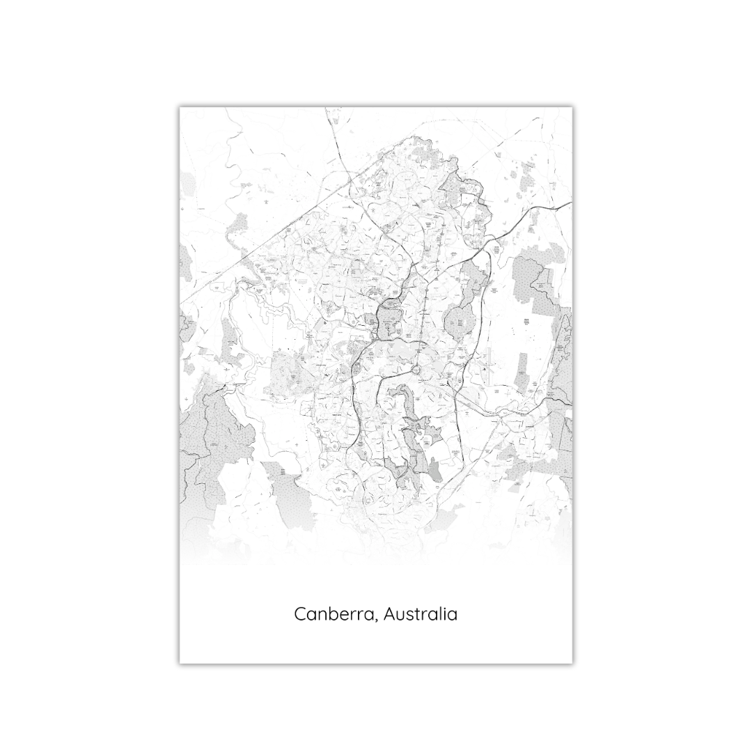 Affiche de la carte de Canberra, Australie