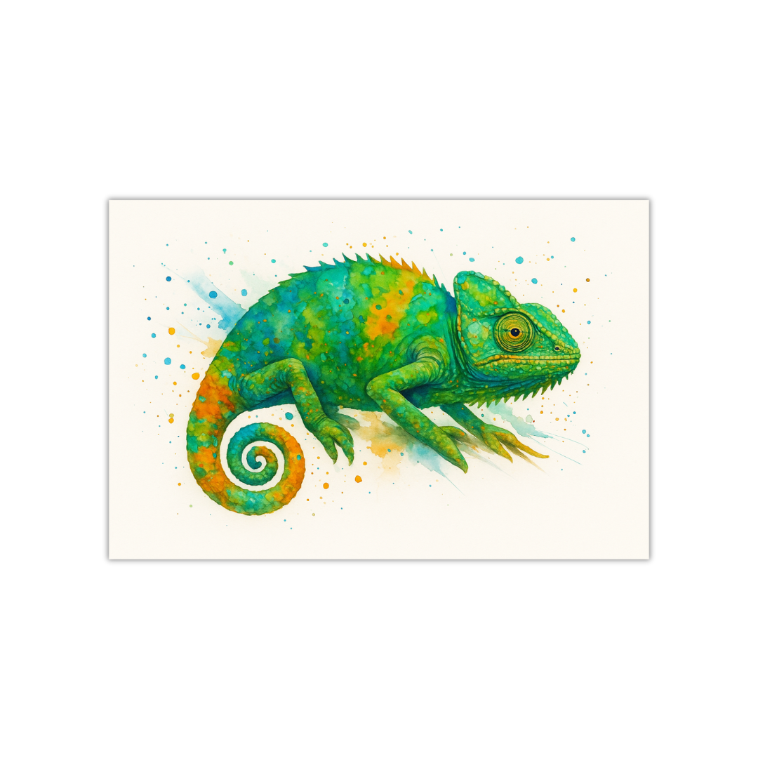 Chameleon Watercolor Poster