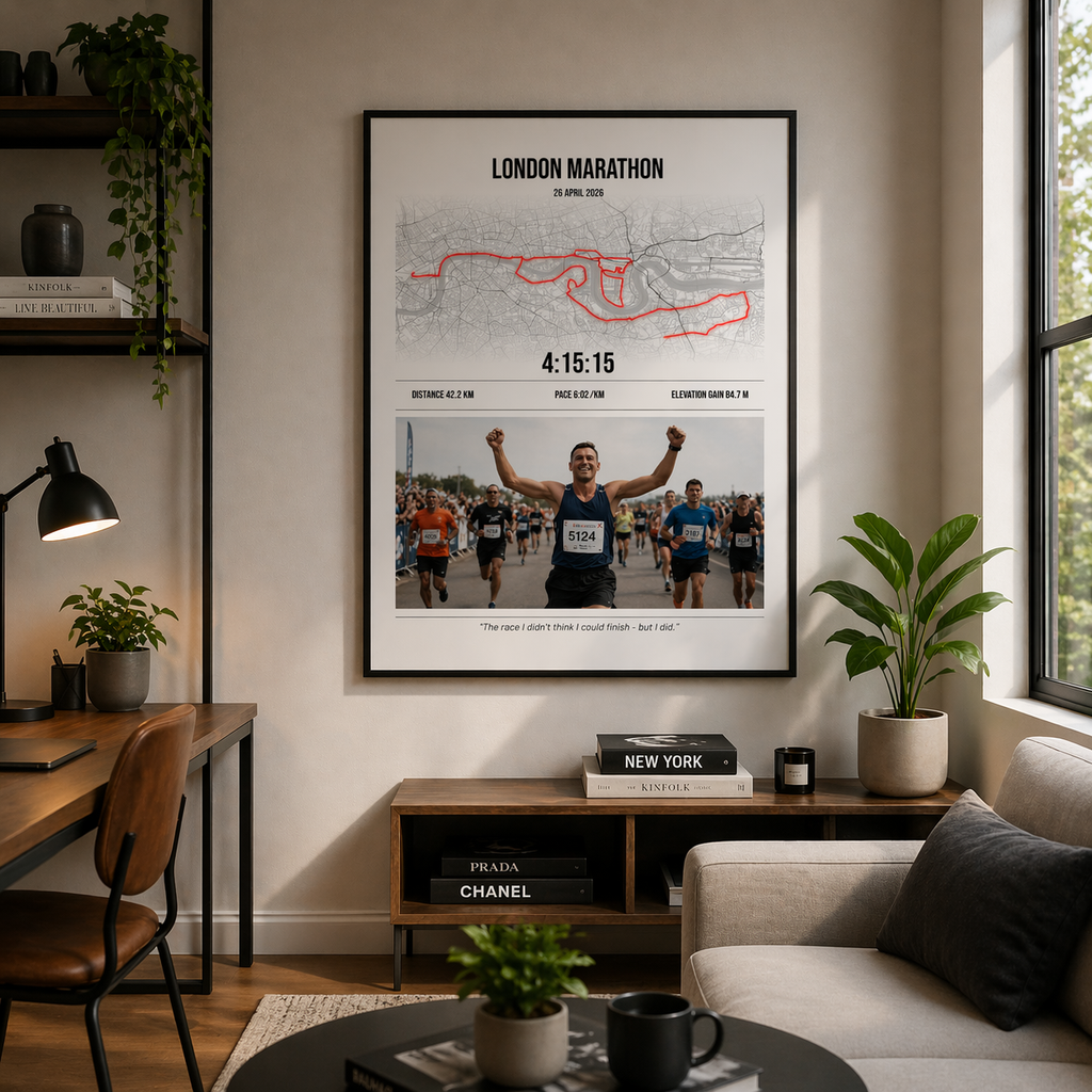 London Marathon White Poster With Photo