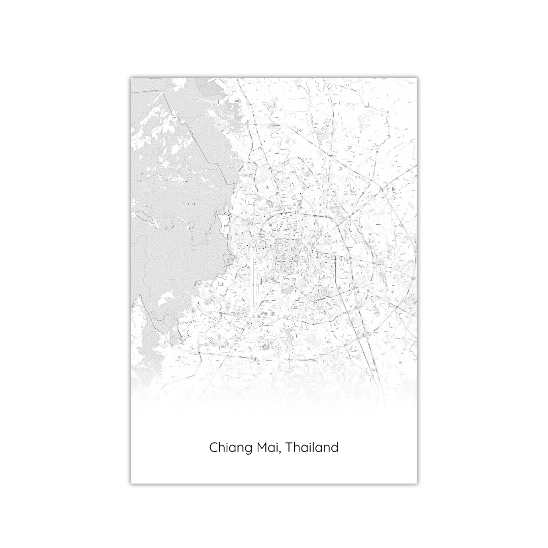 Affiche de la carte de Chiang Mai, Thaïlande