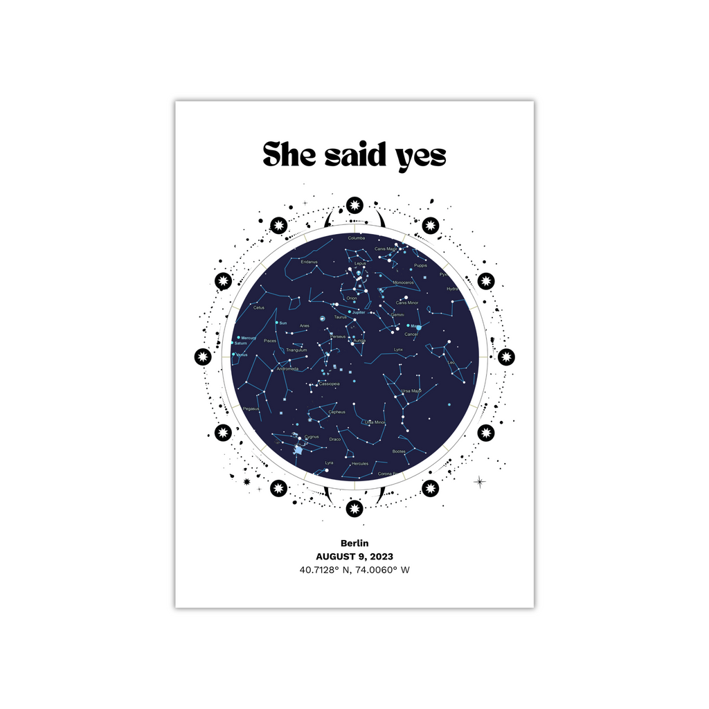 Classic White custom Star map poster