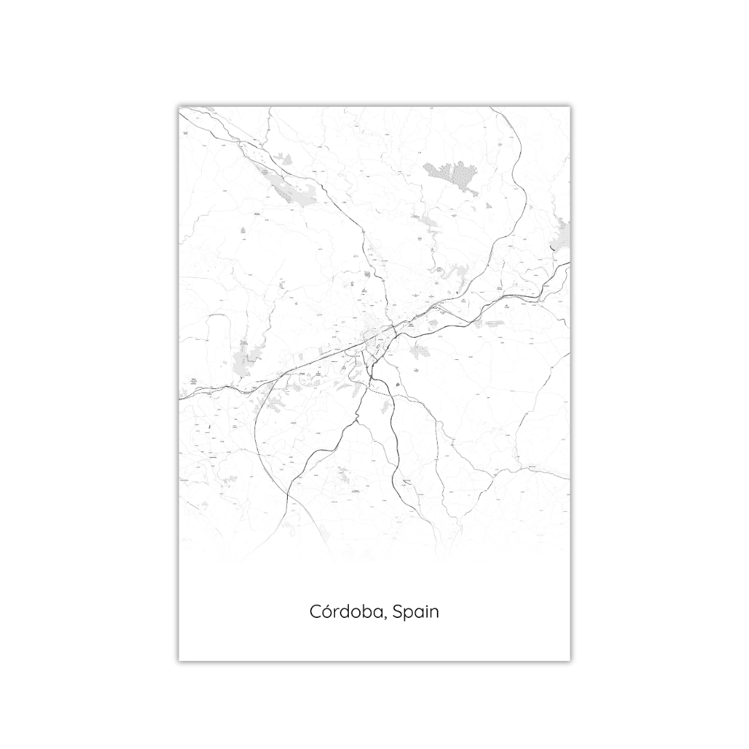 Affiche de la carte de Cordoue, Espagne