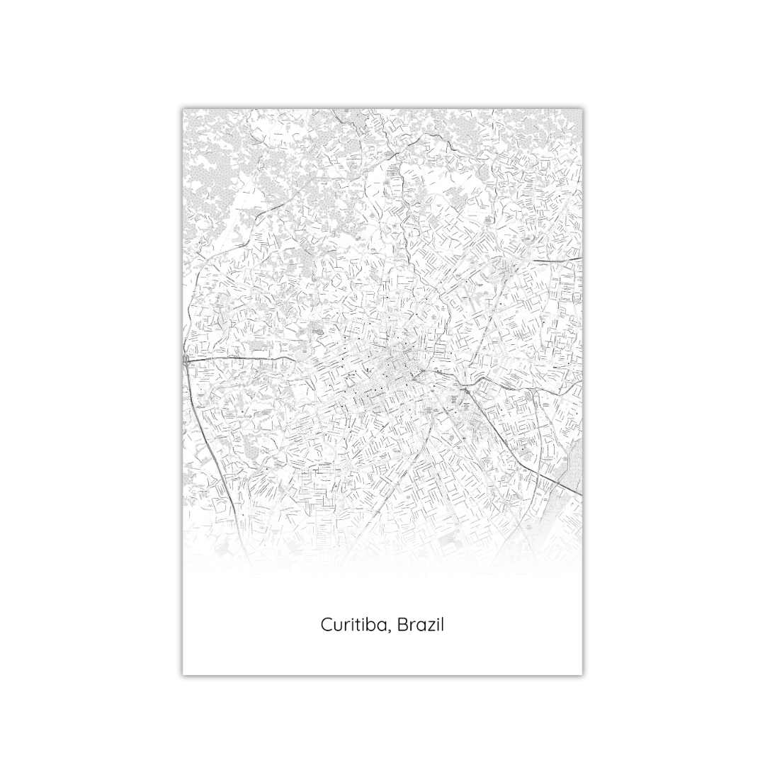 Affiche de la carte de Curitiba, Brésil