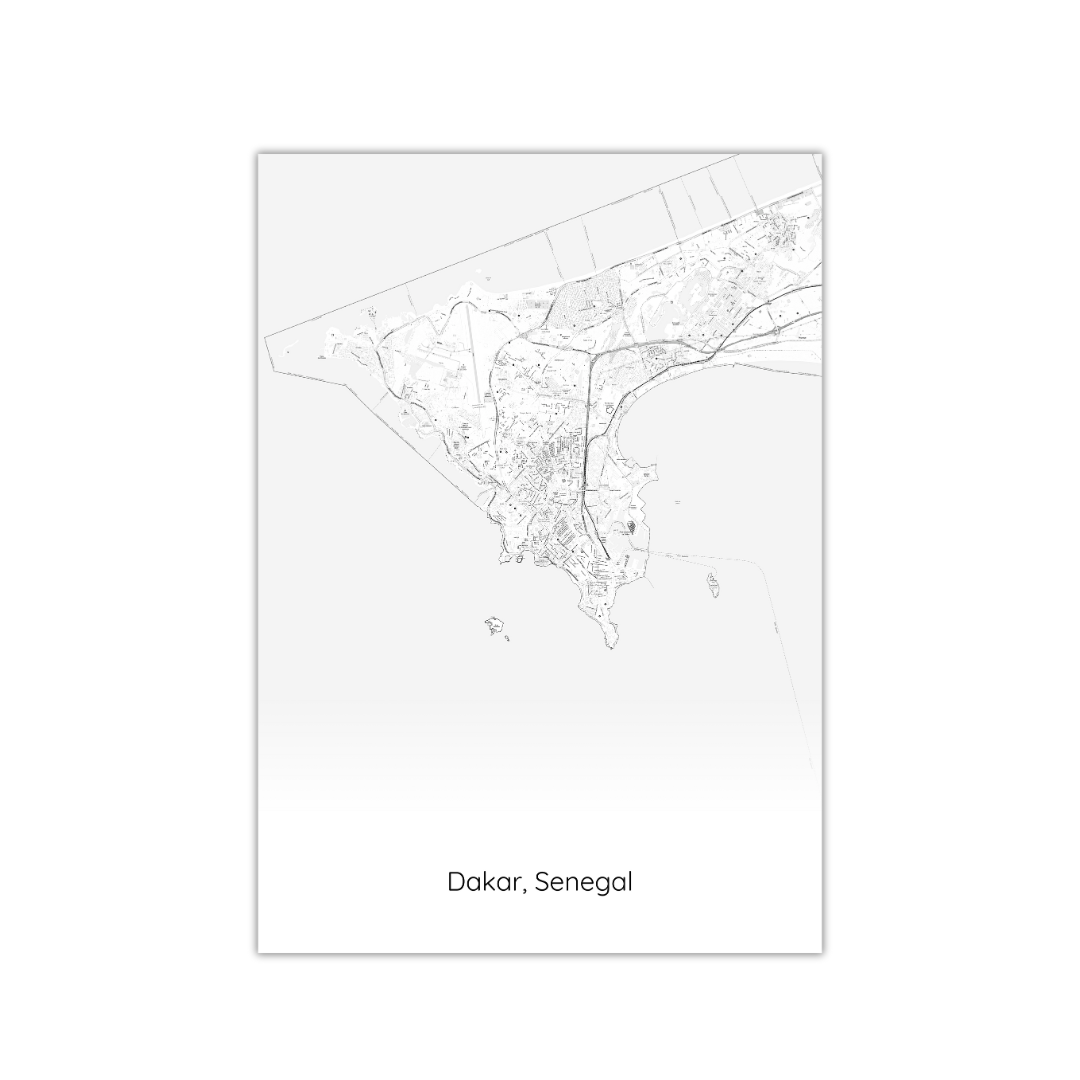 Affiche de la carte de Dakar, Sénégal