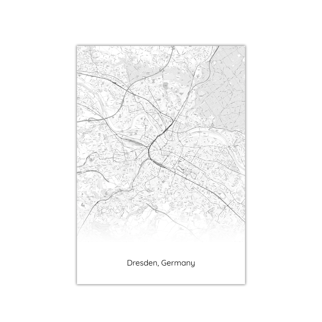 Affiche de la carte de Dresde, Allemagne