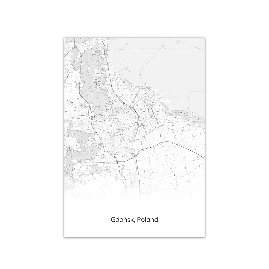 Affiche de la carte de Gdańsk, Pologne