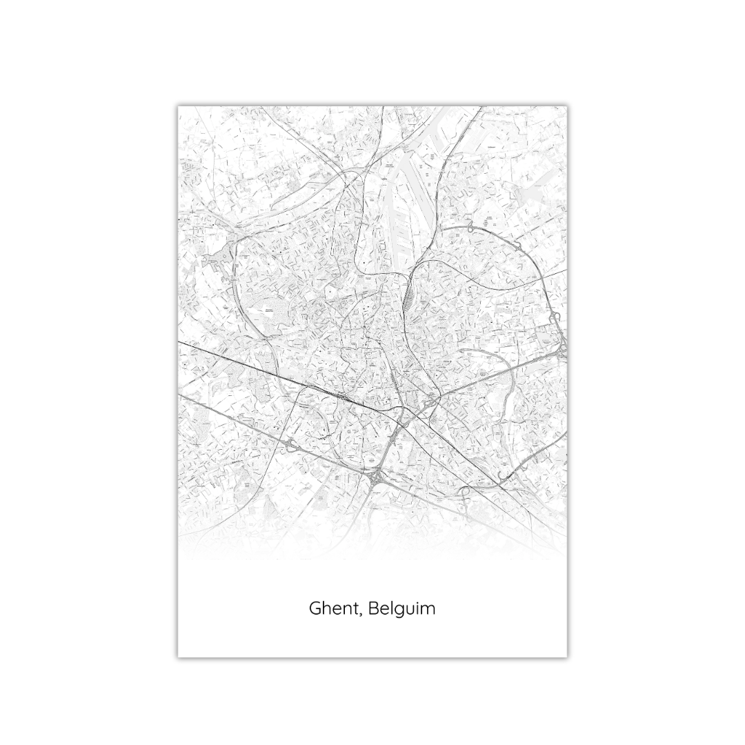Affiche de la carte de Gand, Belgique