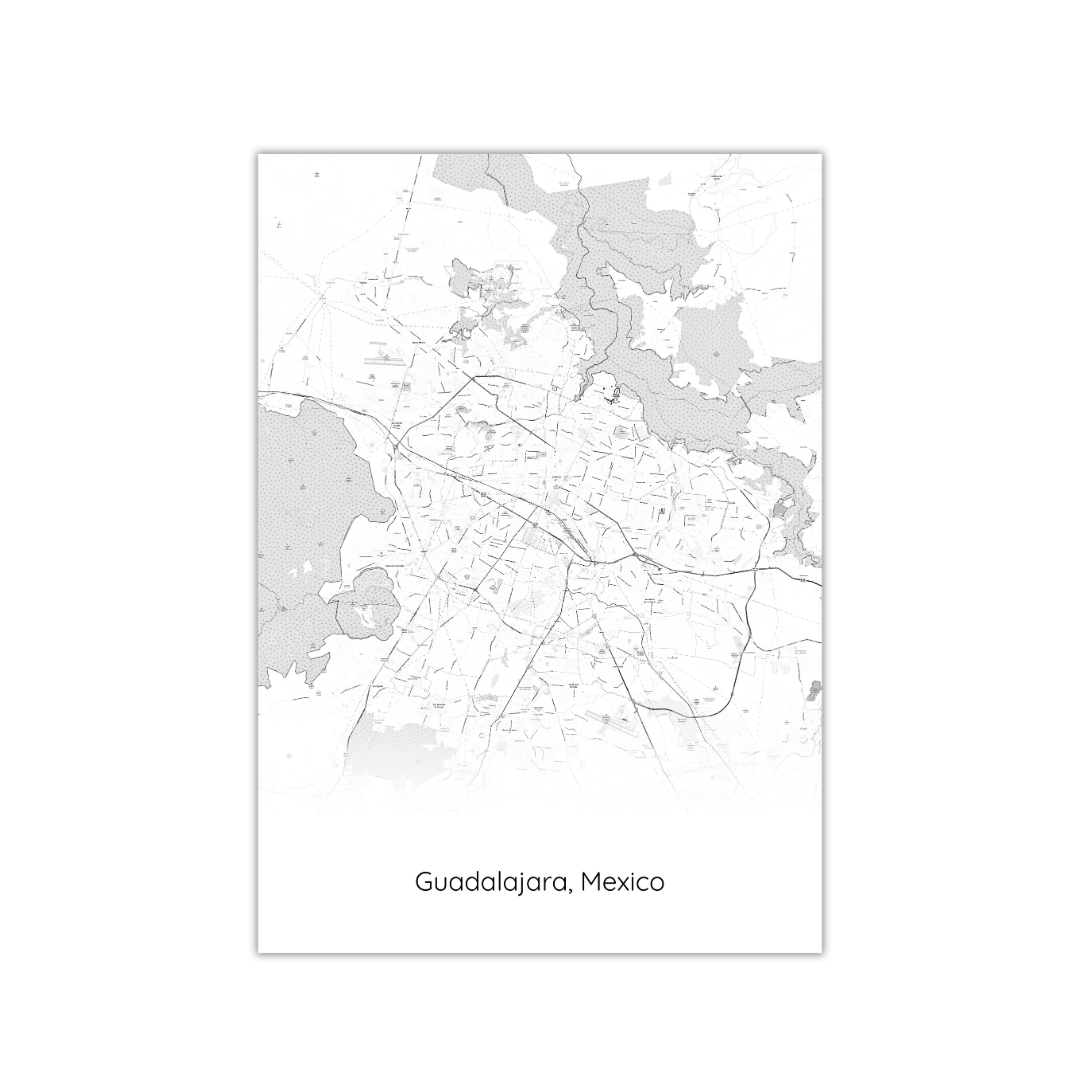 Affiche de la carte de Guadalajara, Mexique