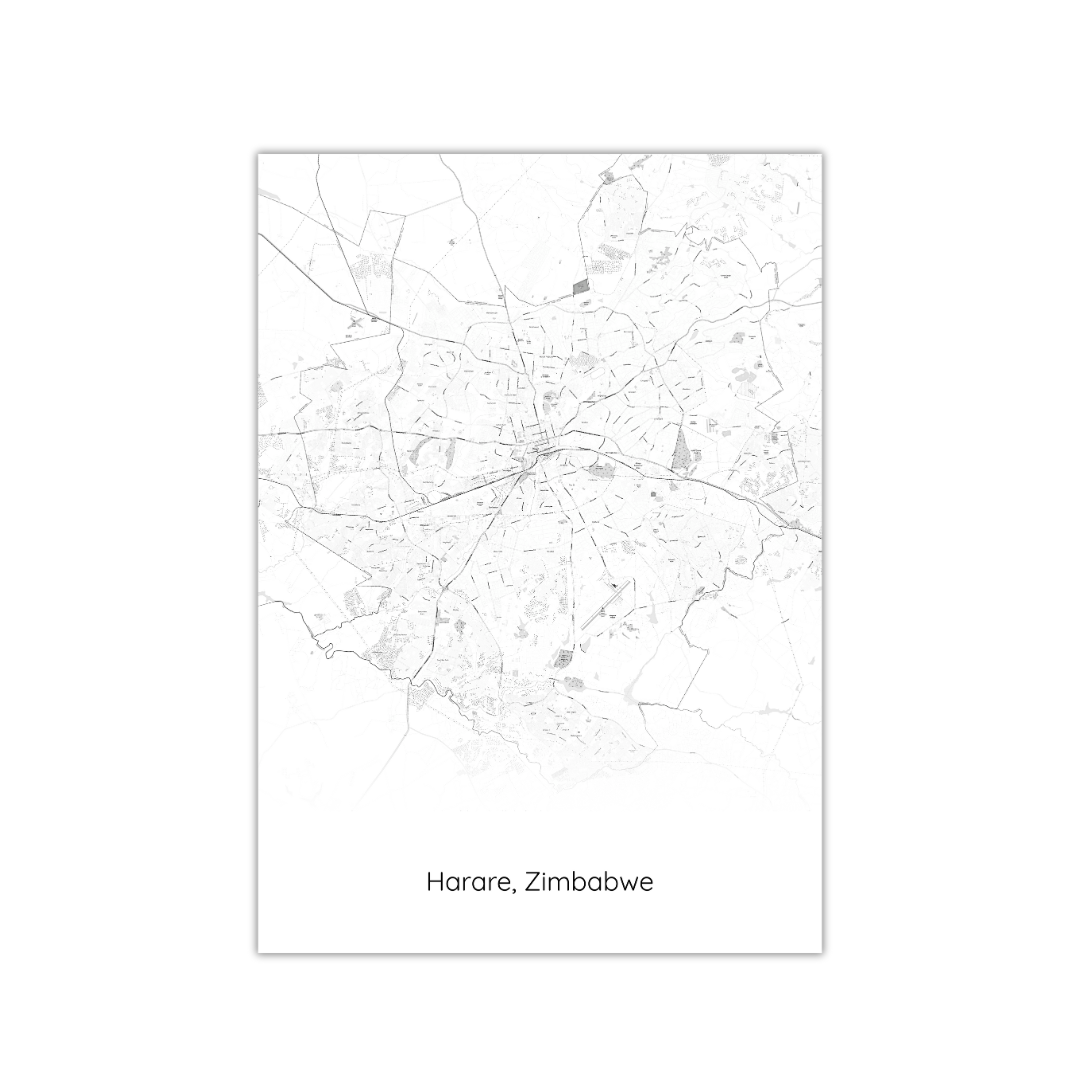 Affiche de la carte de Harare, Zimbabwe