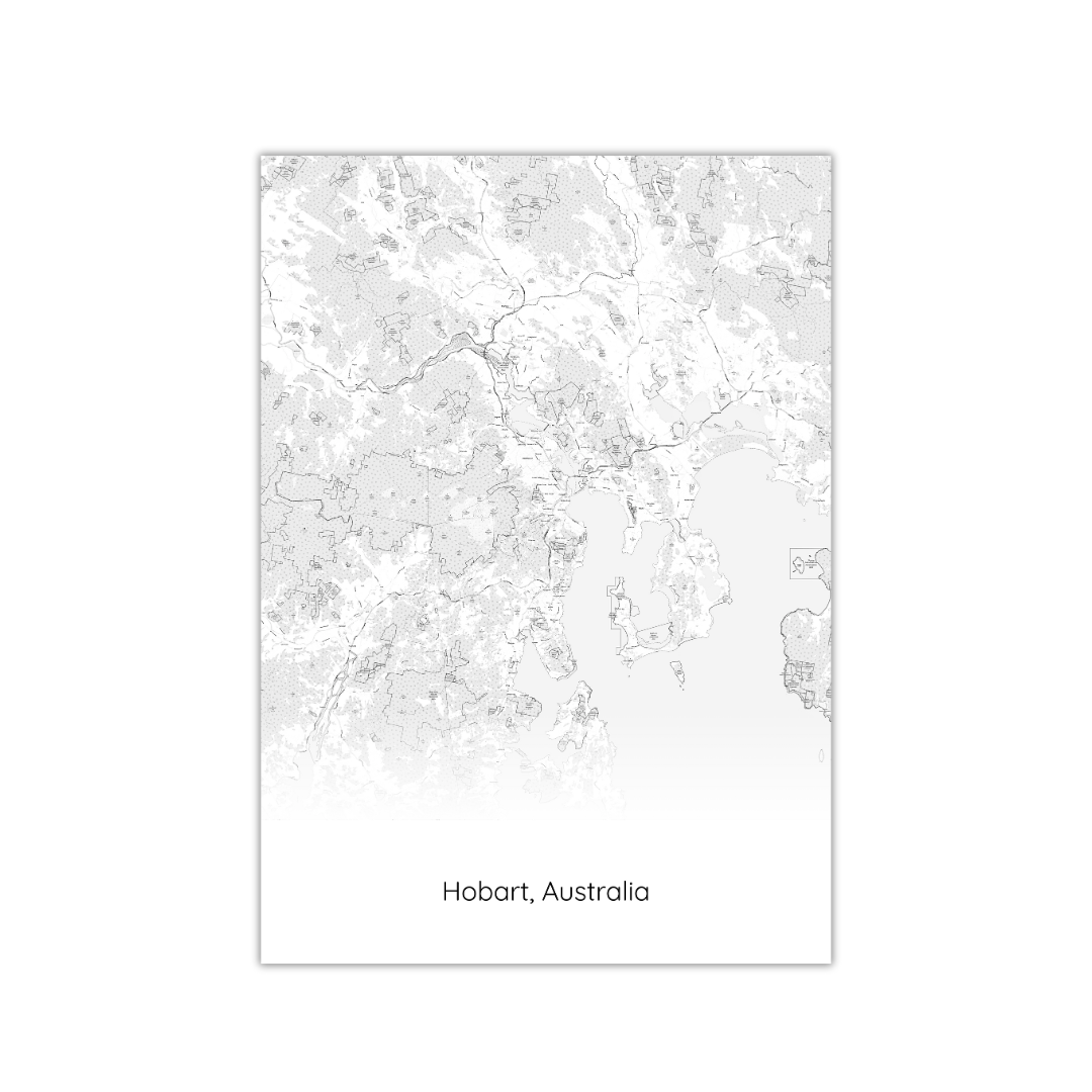 Affiche de la carte de Hobart, Australie