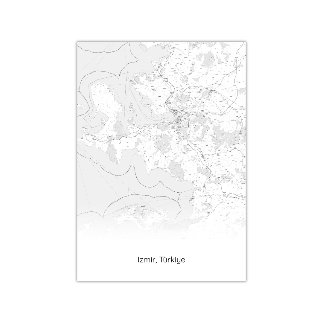 Affiche de la carte d'Izmir, Turquie