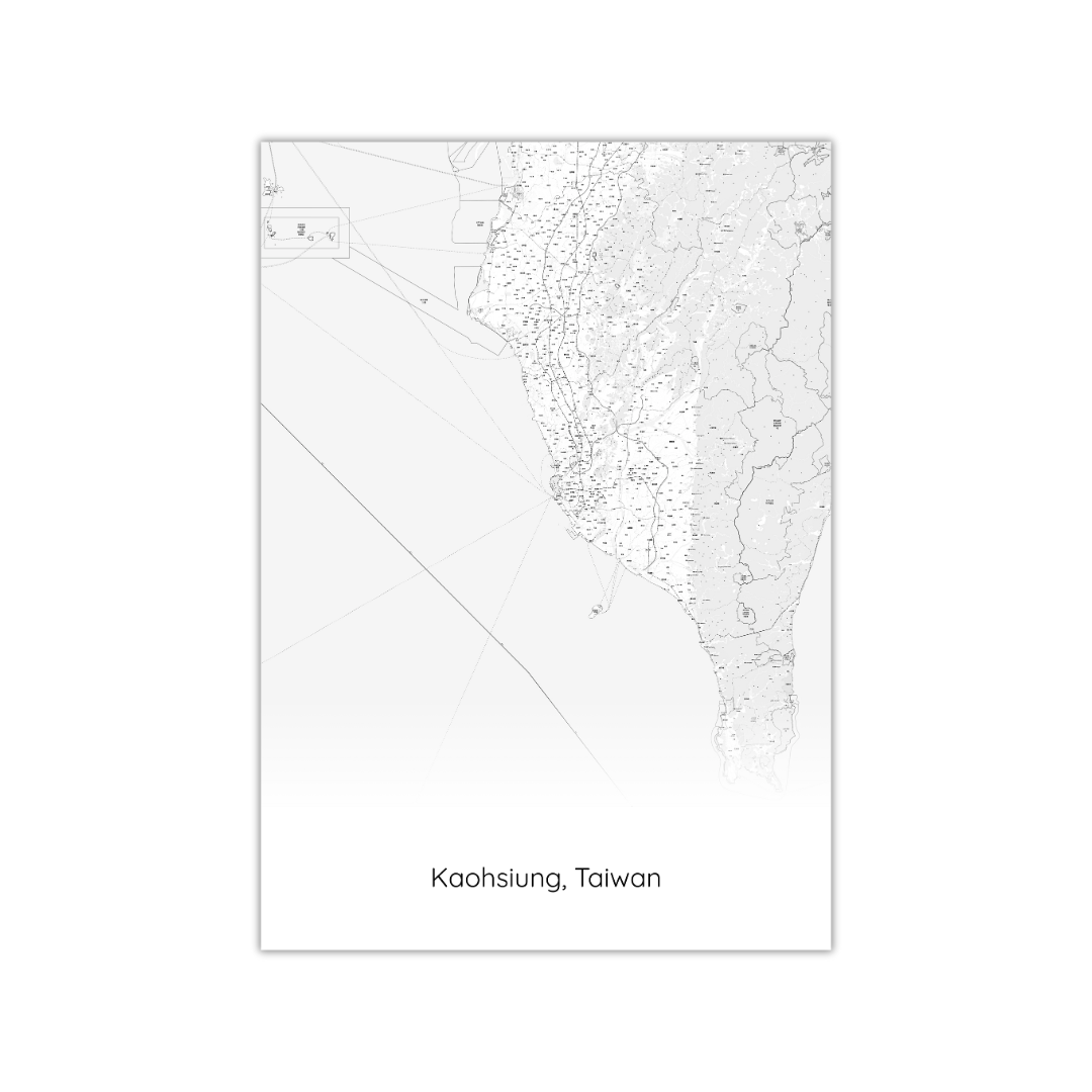 Affiche de la carte de Kaohsiung, Taïwan