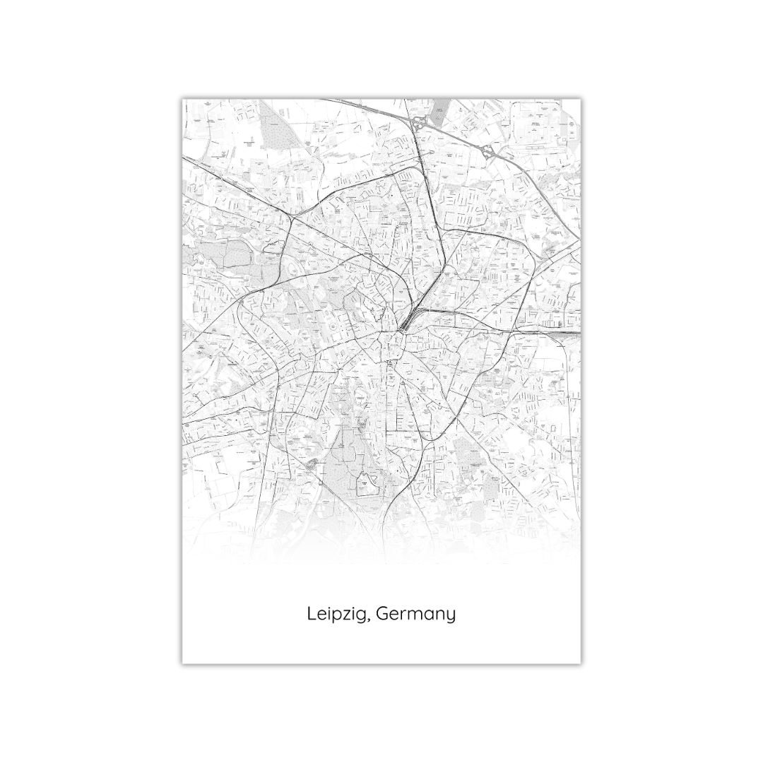 Affiche de la carte de Leipzig, Allemagne