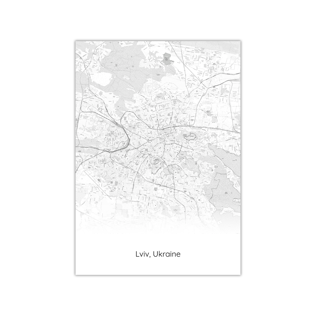 Affiche de la carte de Lviv, Ukraine