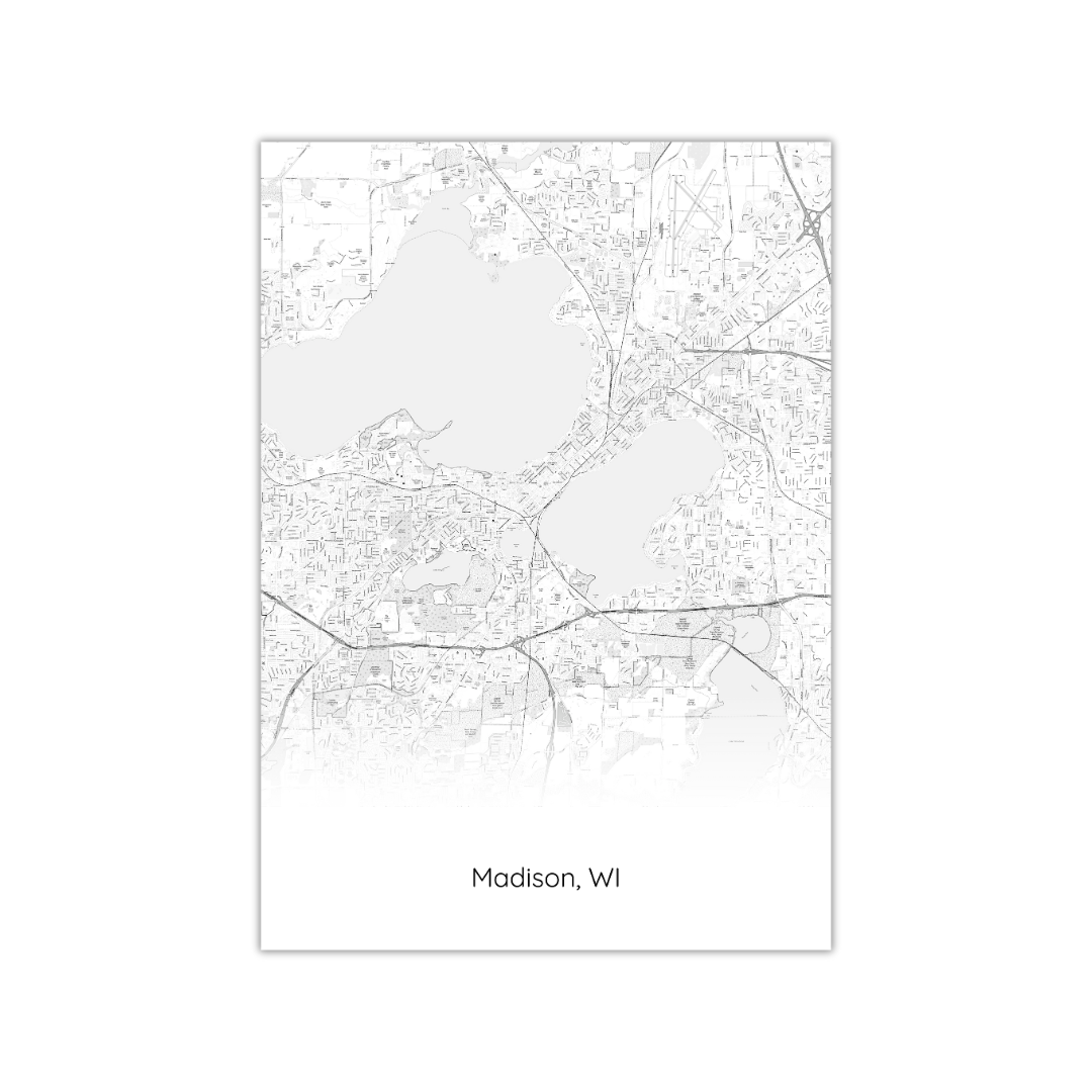 Affiche de la carte de Madison, Wisconsin, États-Unis