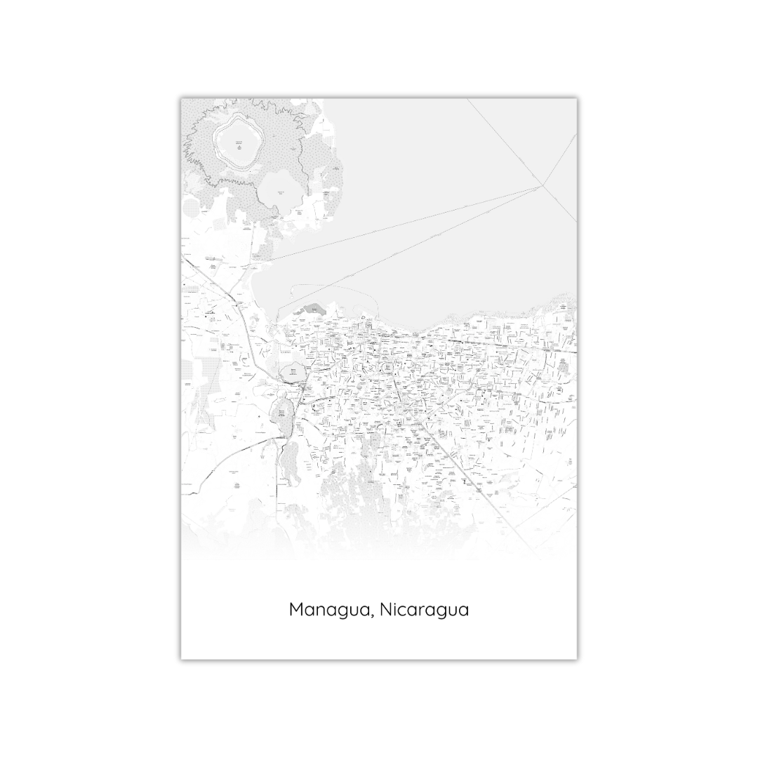 Affiche de la carte de Managua, Nicaragua