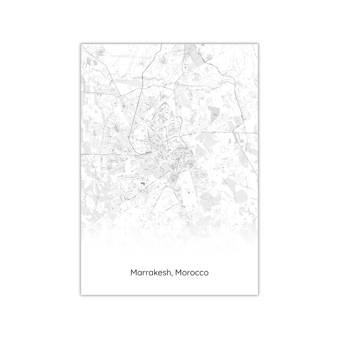 Affiche de la carte de Marrakech, Maroc