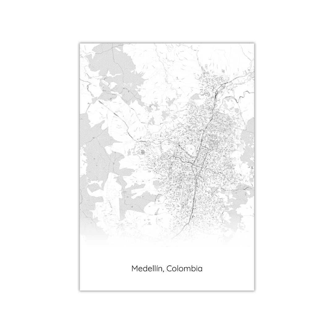 Affiche de carte de Medellín, Colombie