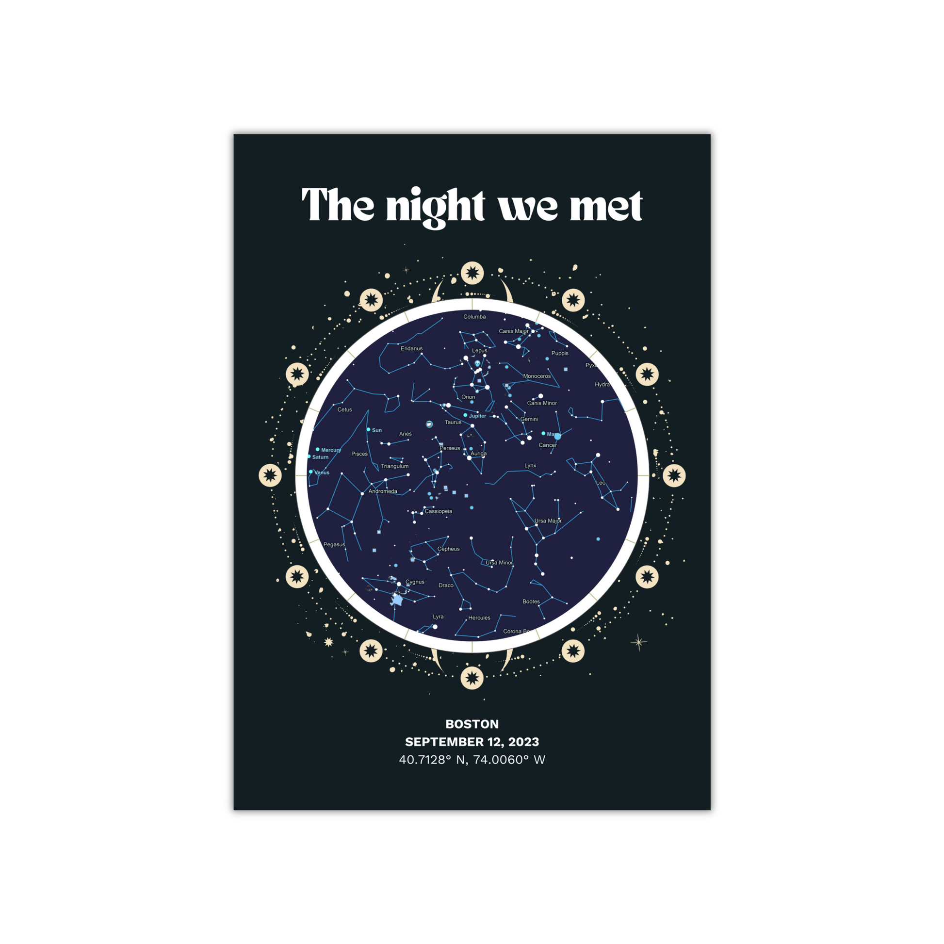 Midnight Sky custom Star map poster