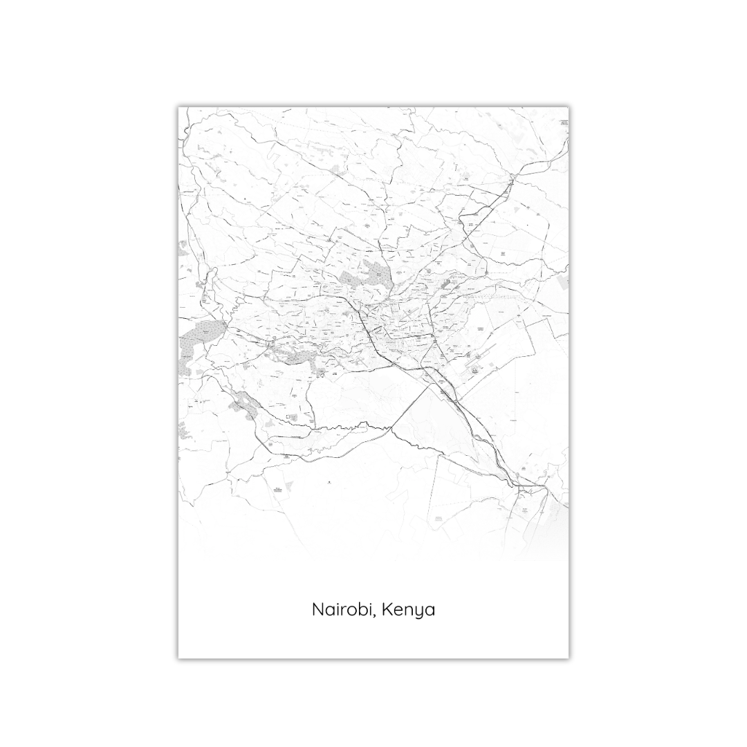 Affiche de la carte de Nairobi, Kenya
