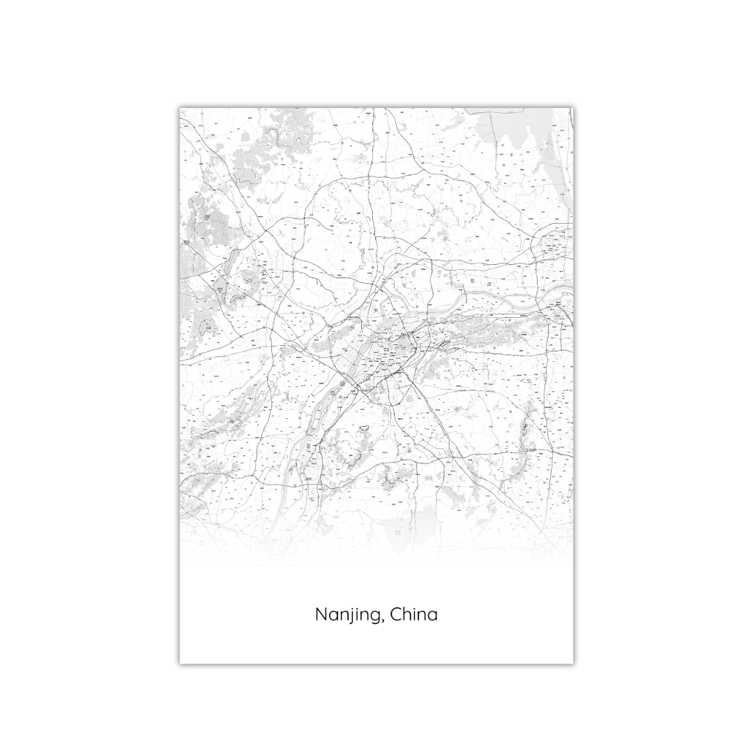 Affiche de la carte de Nanjing, Chine