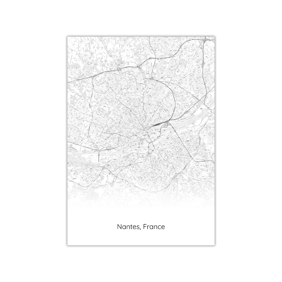 Affiche de la carte de Nantes, France