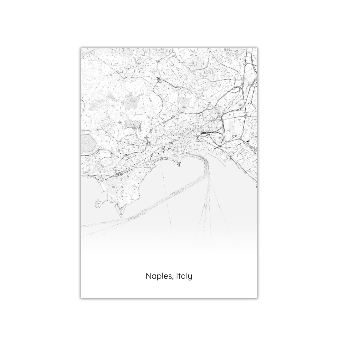 Affiche de la carte de Naples, Italie