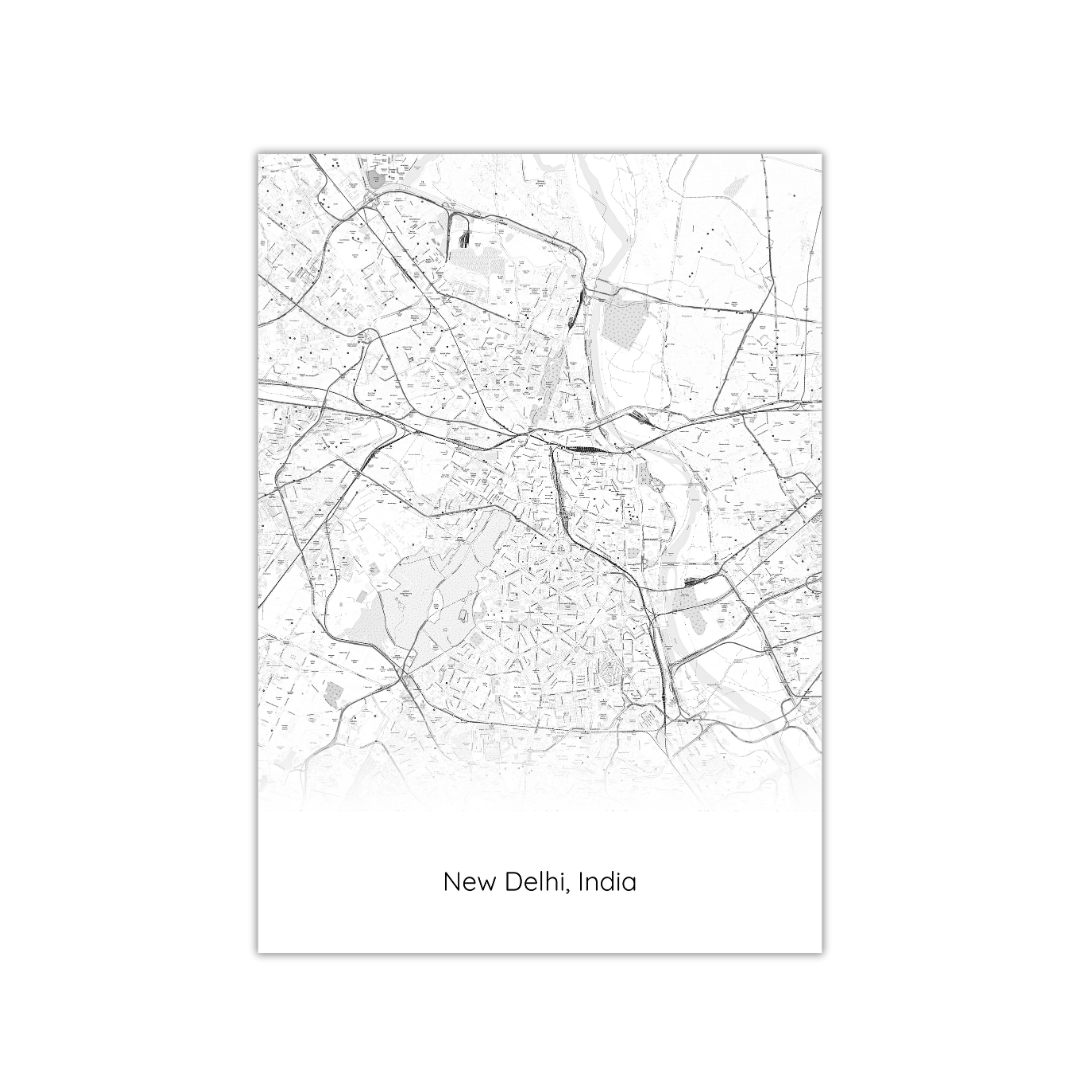 Affiche de la carte de New Delhi, Inde