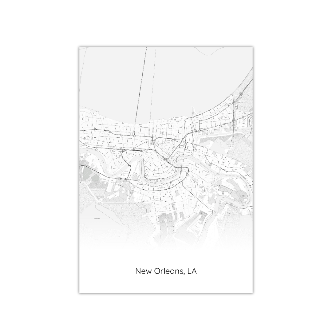 Affiche de la carte de la Nouvelle-Orléans, États-Unis