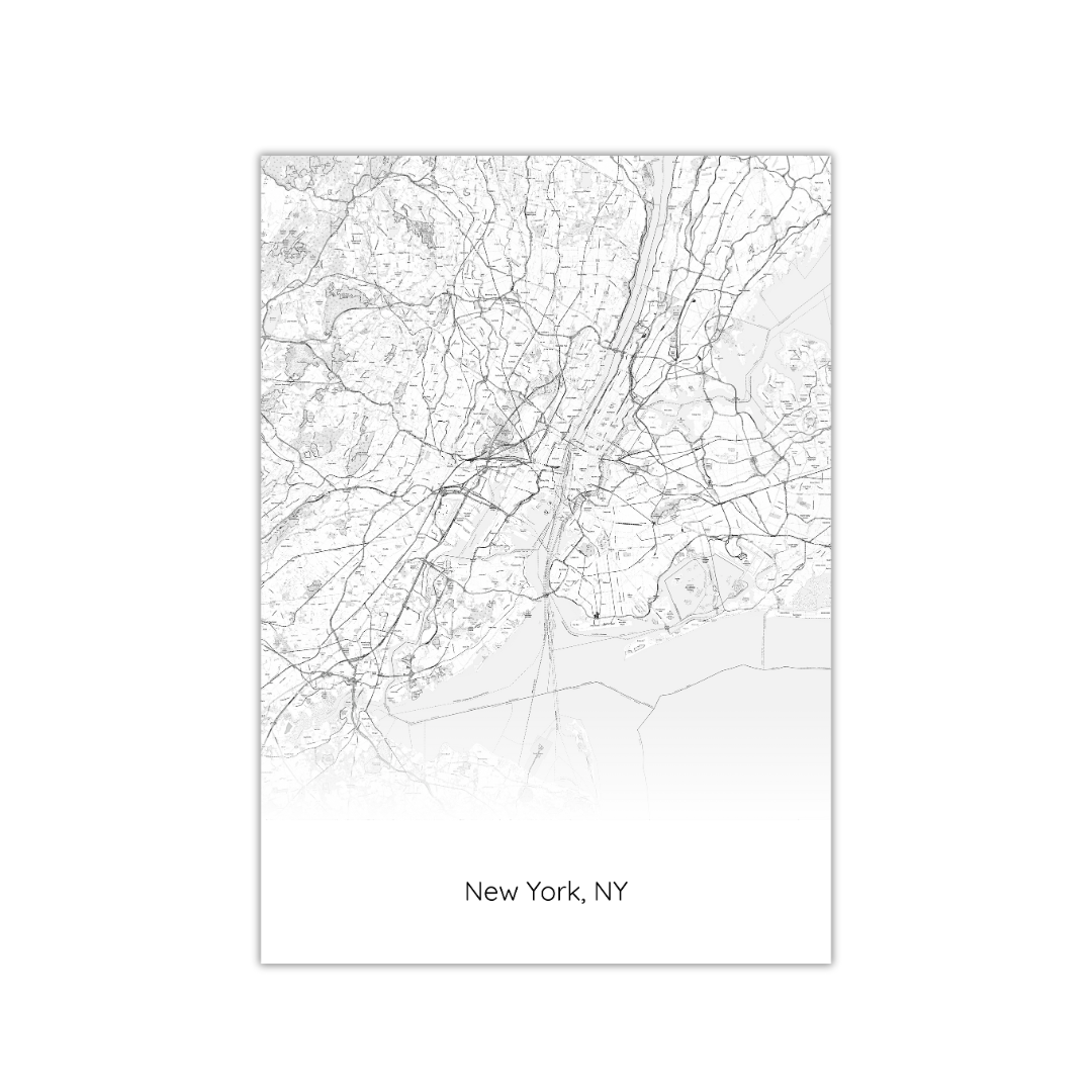 Affiche de la carte de New York, États-Unis