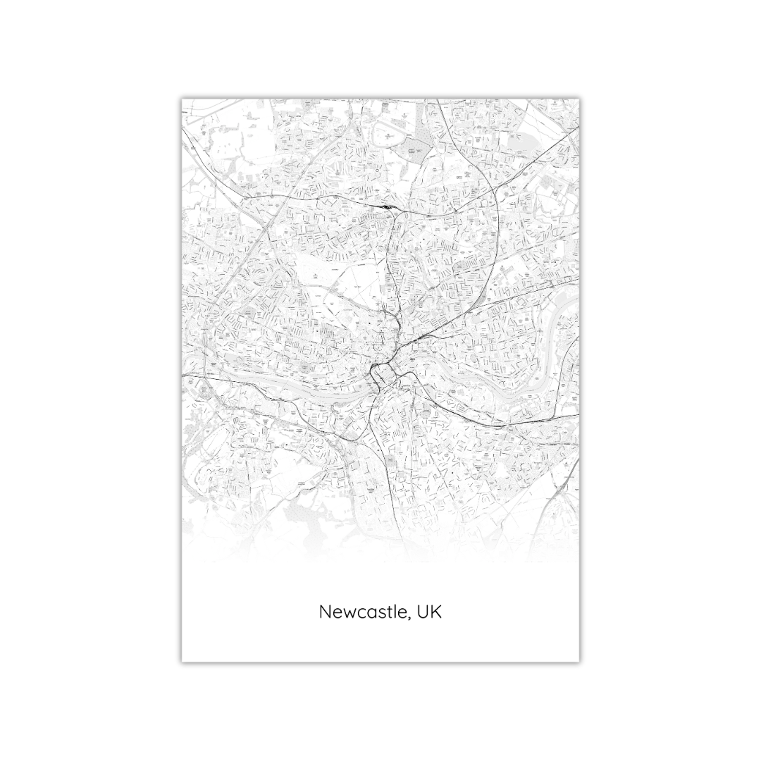 Affiche de la carte de Newcastle, Royaume-Uni