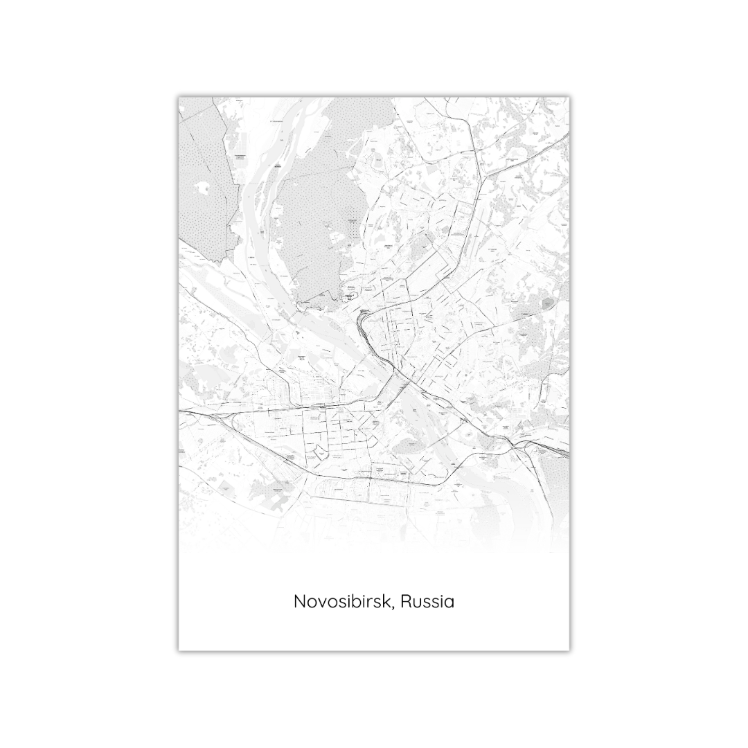 Affiche de la carte de Novossibirsk, Russie