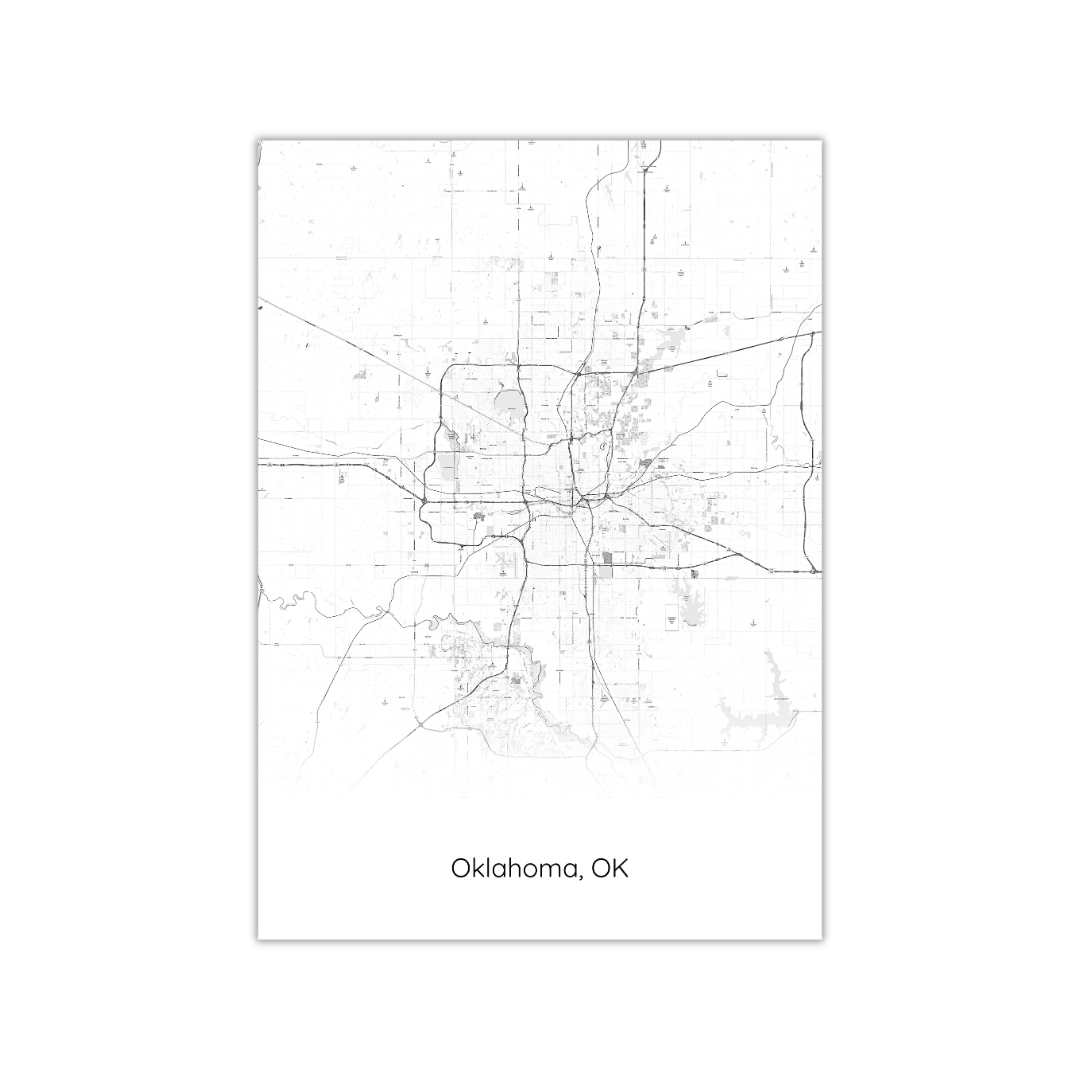 Affiche de la carte de l'Oklahoma, OK, États-Unis