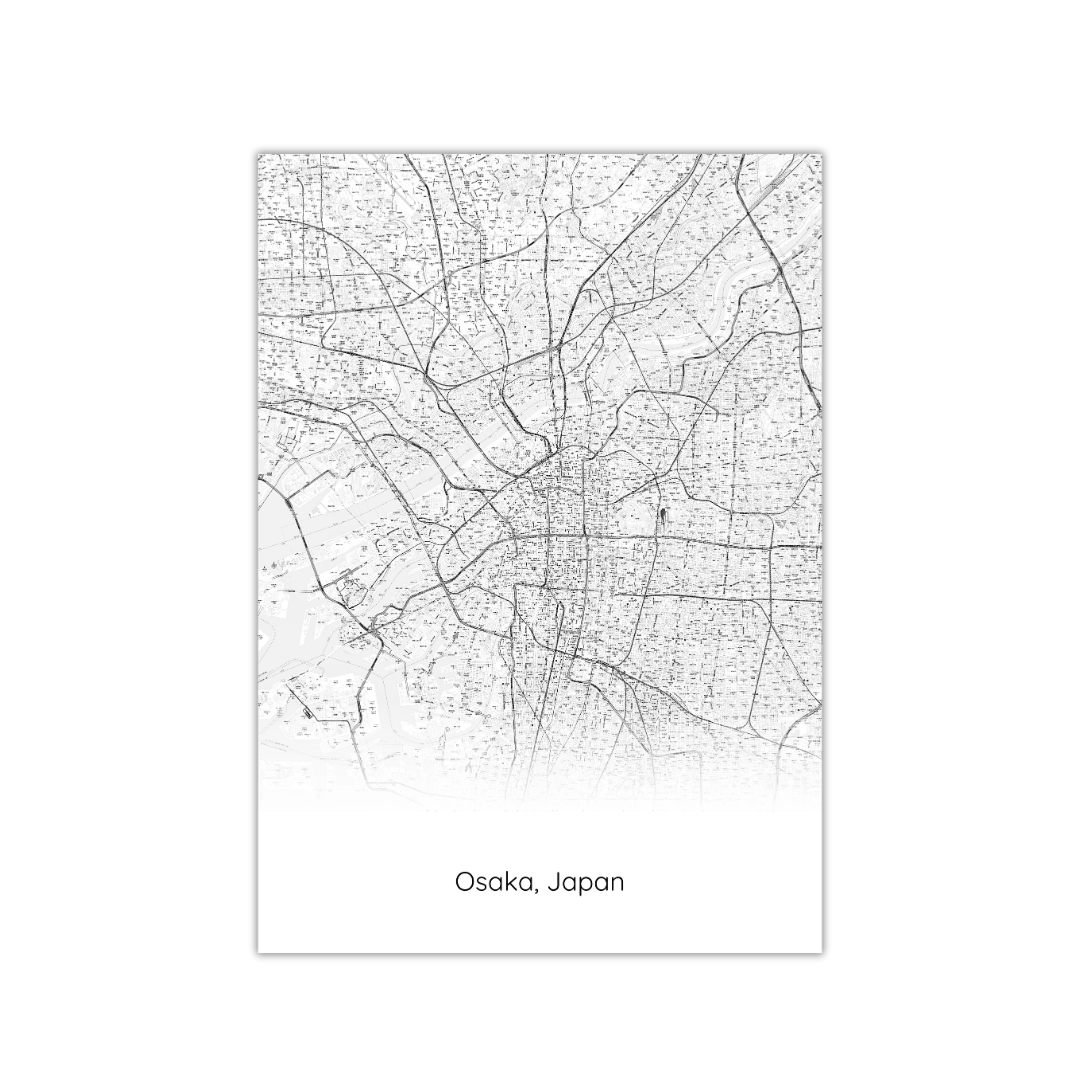 Affiche de la carte d'Osaka, Japon