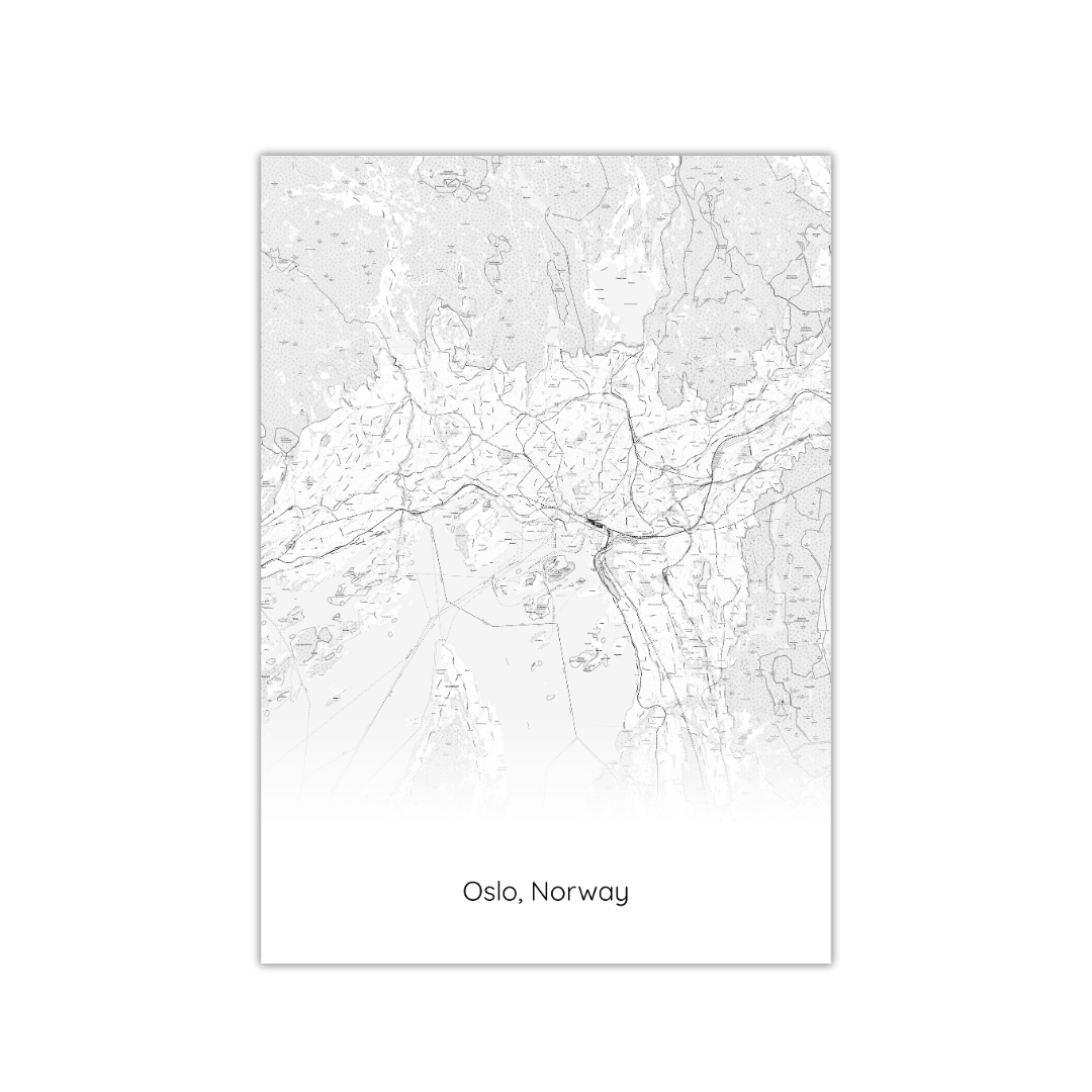 Affiche de la carte d'Oslo, Norvège