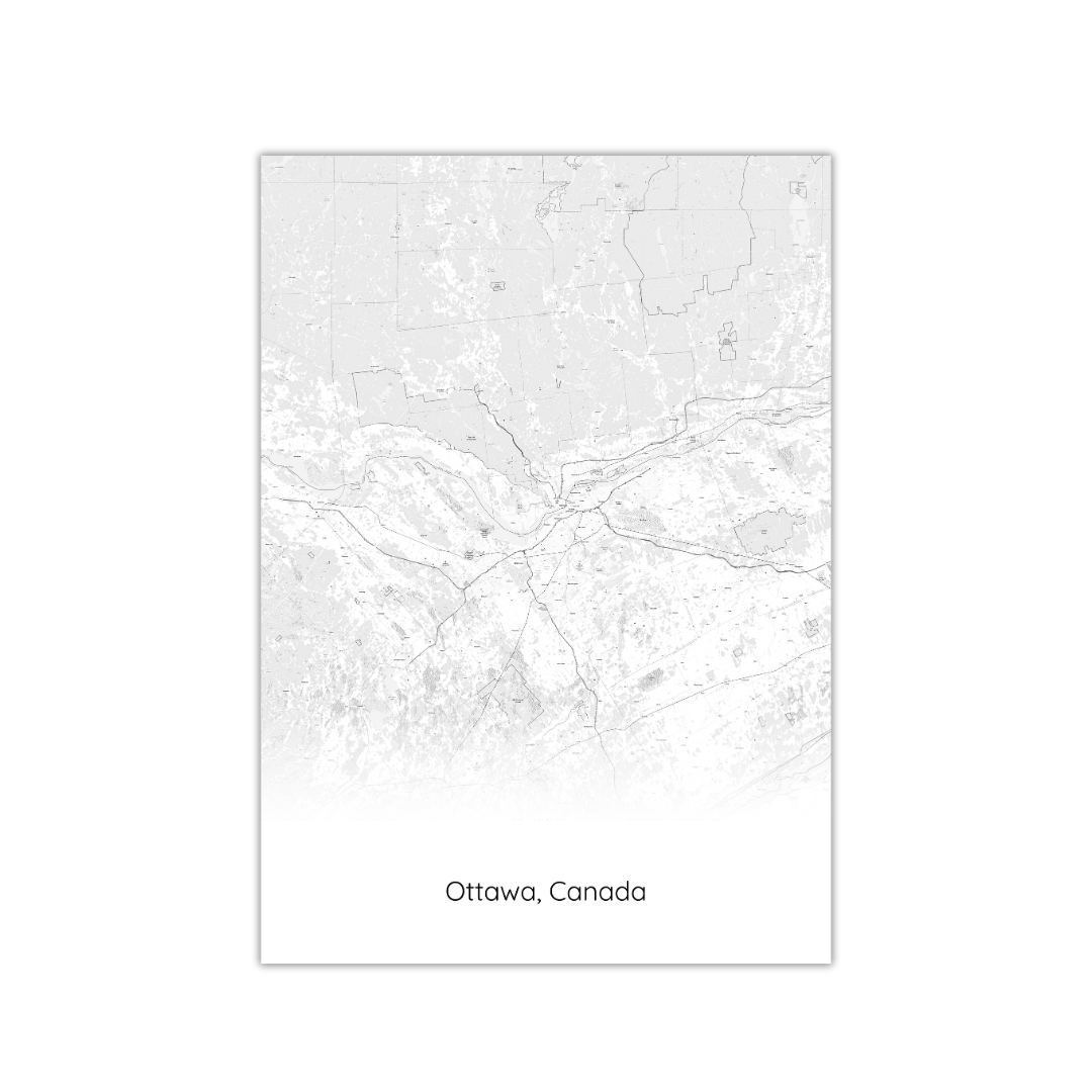 Affiche de la carte d'Ottawa, Canada
