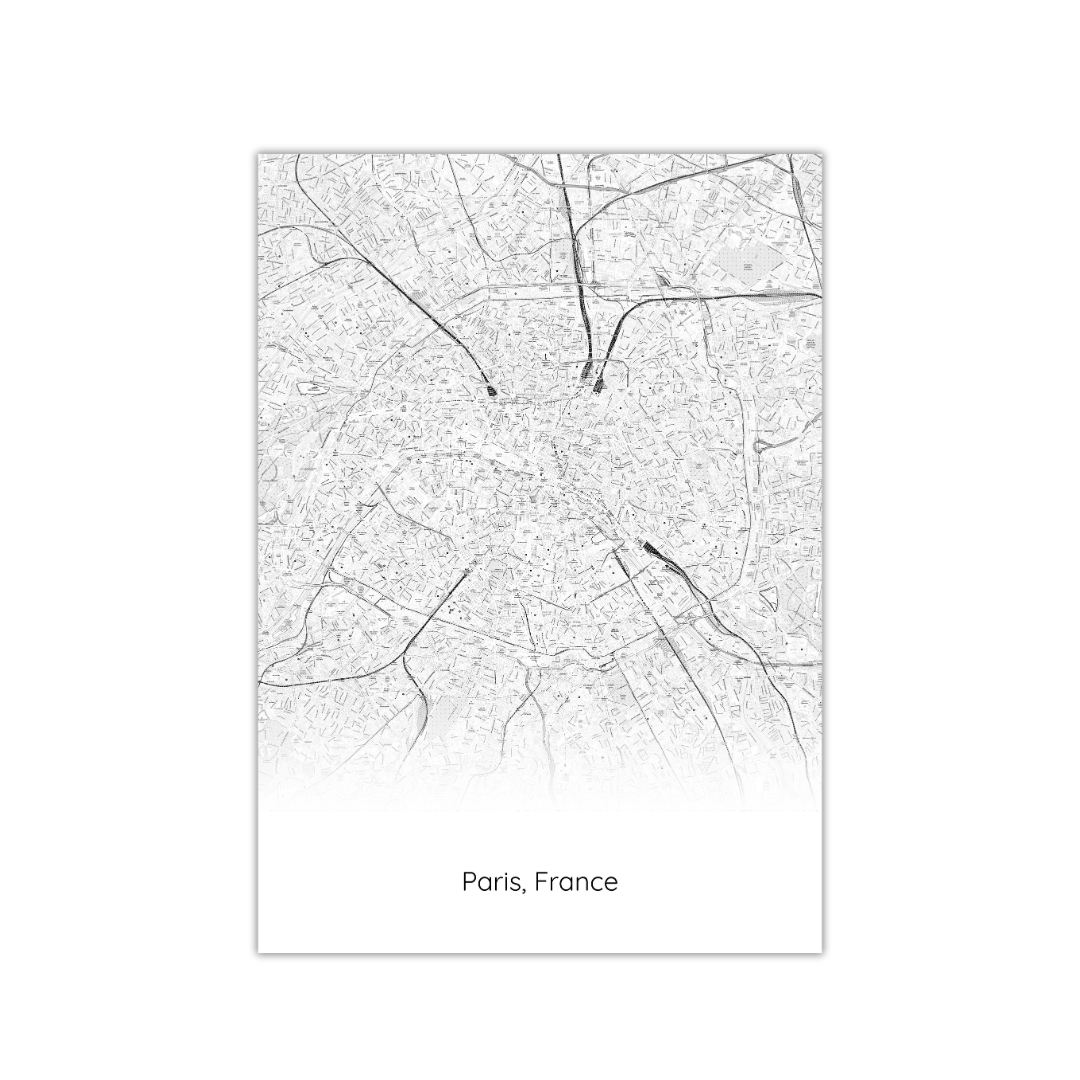 Affiche de la carte de Paris, France