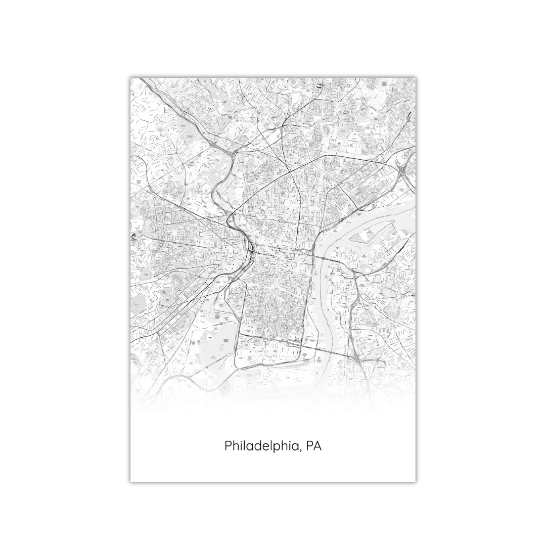 Póster del mapa de Filadelfia, EE. UU.