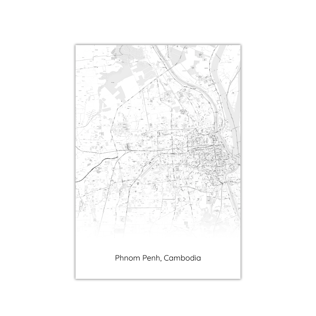 Póster con el mapa de Phnom Penh, Camboya
