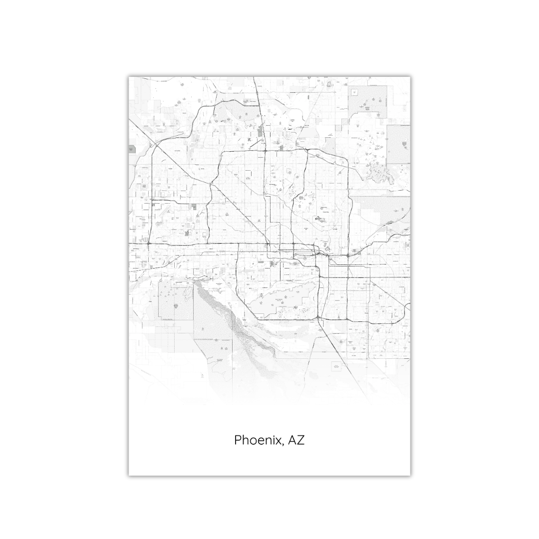 Póster del mapa de Phoenix, EE. UU.