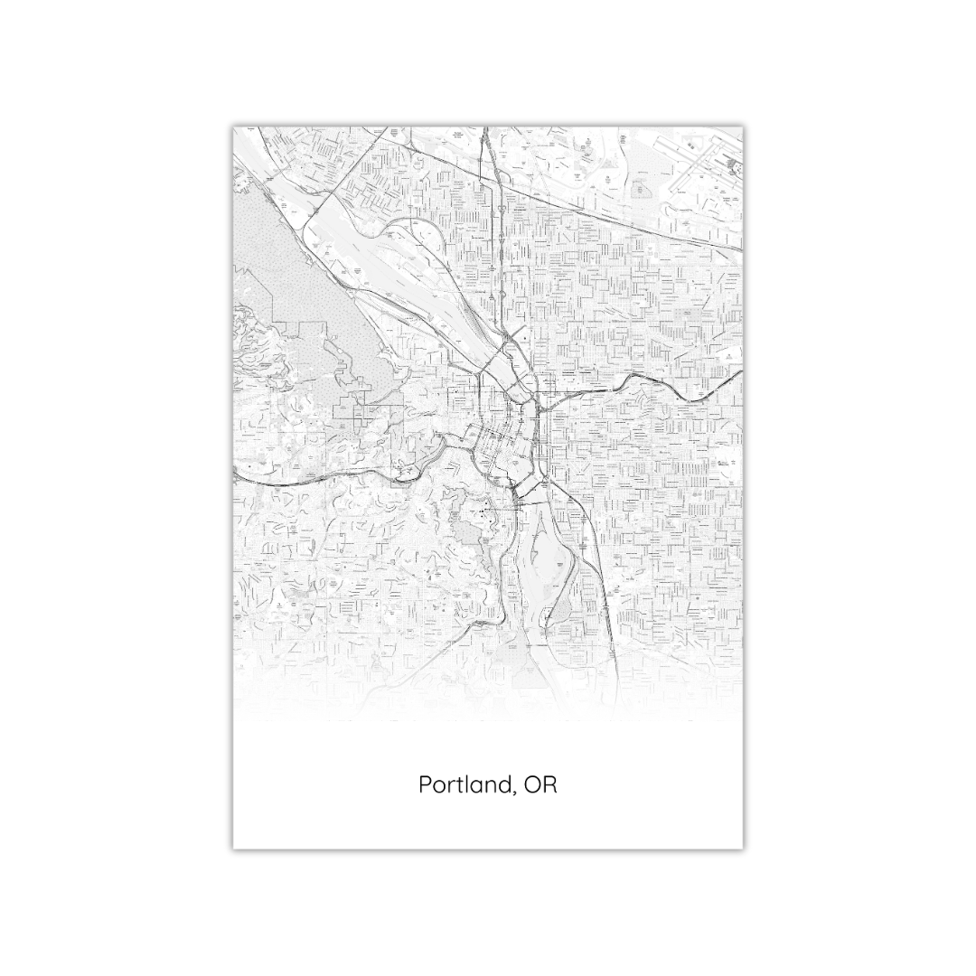 Affiche de la carte de Portland, Oregon, États-Unis