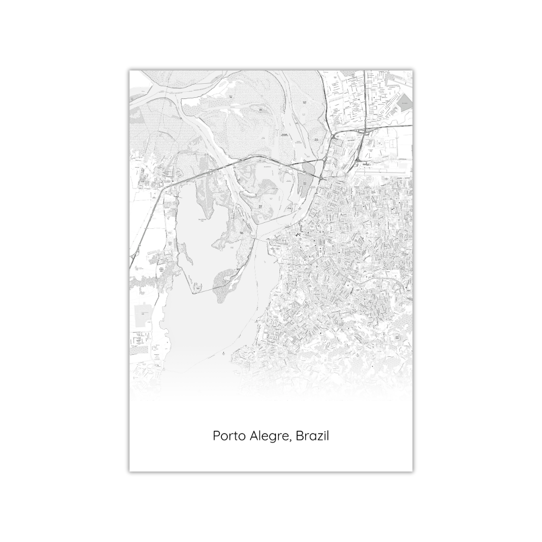 Affiche de la carte de Porto Alegre, Brésil