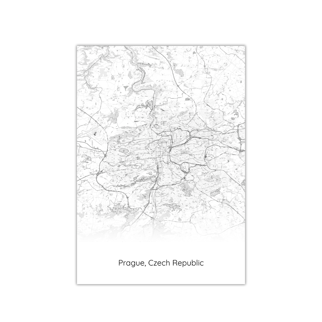 Póster con el mapa de Praga, República Checa