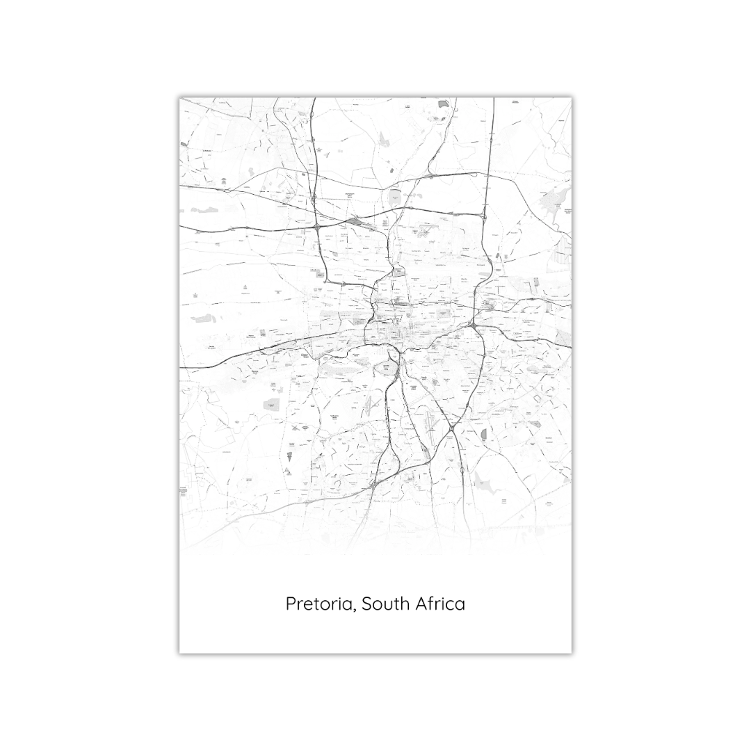 Affiche de la carte de Pretoria, Afrique du Sud