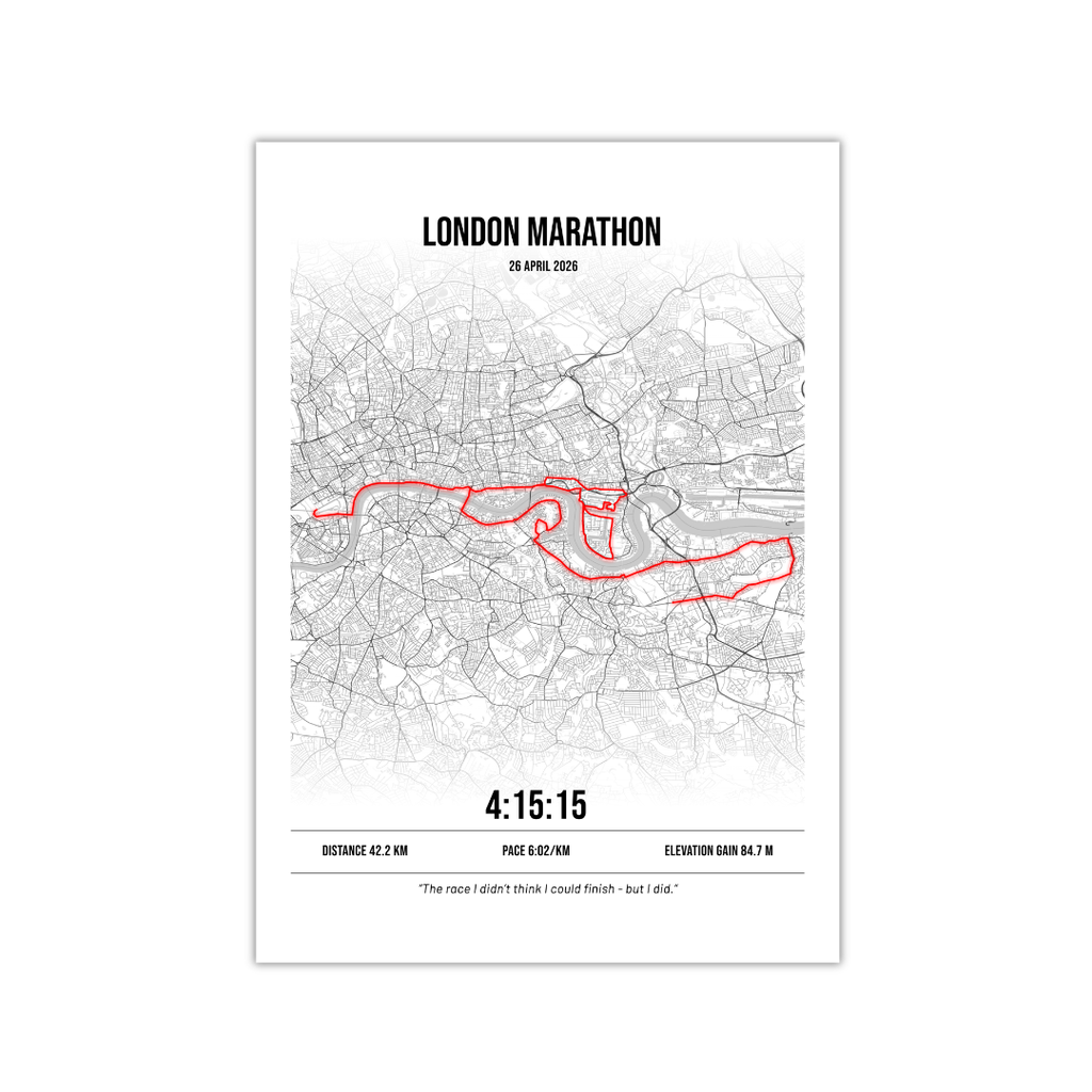 London Marathon White Poster