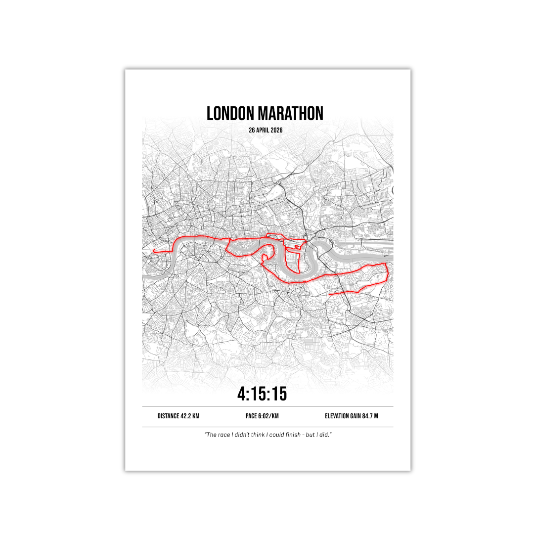 London Marathon White Poster